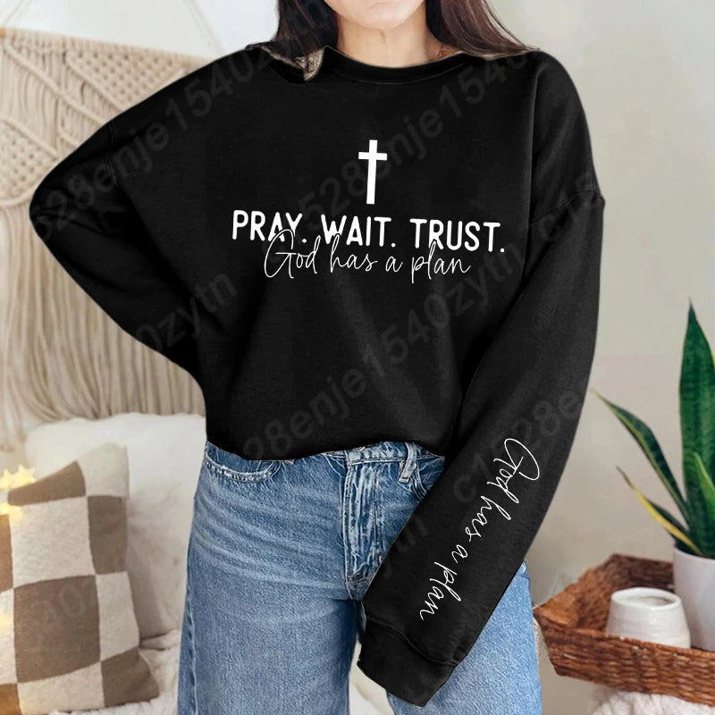 Pray Wait Trust Crew Neck Shirt